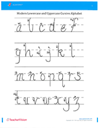 modern cursive lowercase alphabet teachervision