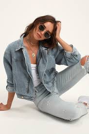 Sage The Label Pyt Light Wash Denim Jacket Retro Jacket Lulus