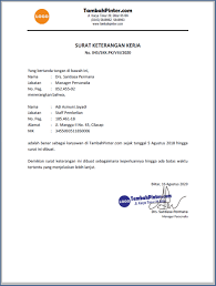 Sering kali perusahaan meminta surat rekomendasi kerja. Contoh Surat Keterangan Kerja Tambah Pinter