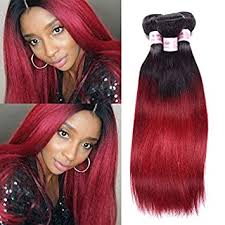 Use the curling iron to get long, sensual waves. Amazon Com Aigemei Peruvian Virgin Straight Hair Ombre Bundles 2 Tone Black To Red Ombre Human Hair Bundles Straight Weave Unprocessed Human Hair Weave Extensions 1b Burgundy 14 16 18 Inch Totally 300 Gram Beauty