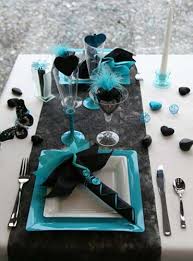 Teal And Black Party Ideas Black And Turquoise Colors And Romantic Party Table Decoration Ideas Dinner Table Decor Table Decorations Turquoise Party