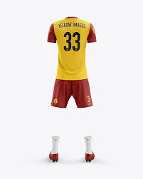 Visualize your great design with this photorealistic mockup of the women's cross country jersey. Men S Full Soccer Kit With Lace Up Jersey Mockup Back View In Apparel Mockups On Yellow Images Object Mockups Shirt Mockup Clothing Mockup Design Mockup Free