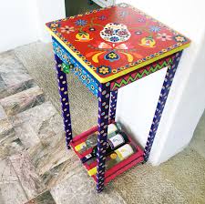 Unique Stunning Hand Painted Mandela Mexican Folk Ark Wine Etsy Painted Table Mexican Folk Art Painted Furniture