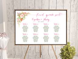 Custom Hot Pink Floral Wedding Seating Chart Printable