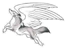 Anime Black And White Wolf With Wings Mystical Fantasy Leaping Wolf Drawing With Wings Tattoo Anime Wolf Zeichnung Tiere Zeichnen Konturen Zeichnen