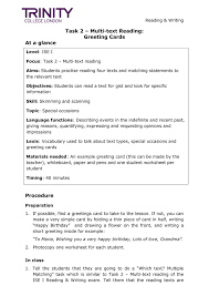 Glue (a good variety as some elements might need different types of glue; Task 2 Multi Text Reading Greeting Cards At A Glance Procedure