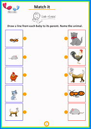 Match The Animals From Their Mother To Baby Simle Math Worksheets Mother And Baby Animals Baby Animal Names Animal Worksheets