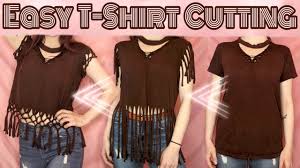 Now, cut short the length. Easy Fringe T Shirt Macrame No Sew Diy T Shirt Cutting Tutorials 2 Boho Style Designs Youtube