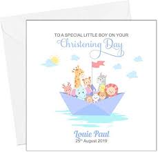 When there's a baptism, dedication or christening for a baby or young child, it signifies their parents' (and godparents') intention to raise the child within a faith community and guide. Personalised Boys Christening Card Godson Son Grandson Brother Nephew Congratulations Amazon Co Uk Handmade Products