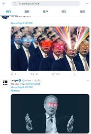 After the painful bitcoin crash, elon musk has tweeted a diamond and hands emoji. A Bitcoin Meme Movement Why Did Musk And Many Other Celebrities Change Their Laser Eyes Portraits Blockcast Cc News On Blockchain Dlt Cryptocurrency