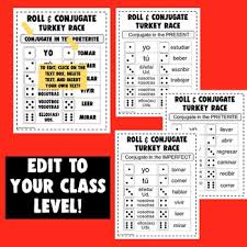 Spanish Roll To Conjugate Turkey Race Game