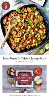 30 ounces ranch style black beans not drained, 2 cans 15 ounces. Sweet Potato Hash With Sausage Apples Brussels Sprouts Gilbert S Craft Sausages Chicken Sausage Recipes Sprout Recipes Sausage Dishes