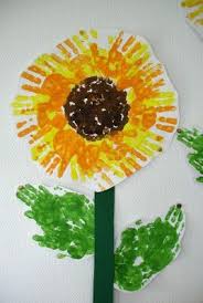 Sonnenblume Aus Handabdrucken Sonnenblume Basteln Basteln Herbst Basteln Mit Kindern Herbst