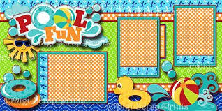 Pool Fun Swim Summer 2 Premade Scrapbook Pages Paper Piecing Layout Digiscrap Scrapbook Pages Premade Scrapbook Disney Scrapbooking Layouts
