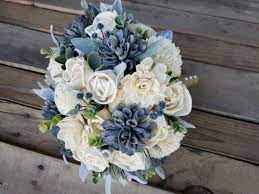 Check spelling or type a new query. Wood Flower Bridal Bouquet In Slate Blue Blue Gray And Cream Blue Wedding Bouquet Blue Wedding Flowers Bridal Bouquet Blue