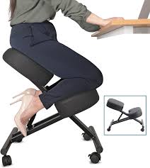 Ergonomic kneeling office chair with handles in black fabric. The 8 Best Kneeling Chairs For Business In 2021