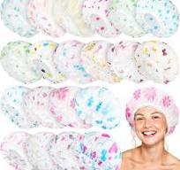Amazon.com : 20 Pcs Reusable Plastic Shower Caps for Women ...