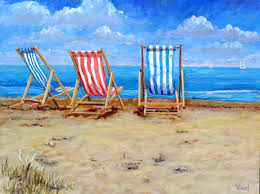 Swanage Deck Chairs Beach Art Painting Beach Chairs