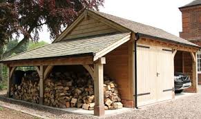 Wooden Garage Together With A Shelter And A Carport More Wooden Garages At Www In 2020 Garage Aus Holz Holzgarage Carports