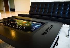 It boasts an ultra sleek 42 inch liquid resistant screen with a 1920 x 1080 resolution along with a 120gb ssd drive. Giant Touchscreen Coffee Table Computer