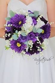 Purple Gerbera Daisy Wedding Flower Brides Bouquet With Orchids Calla Lilies Peonies Hydr Purple Wedding Bouquets Purple Bride Bouquet Blush Bouquet Wedding