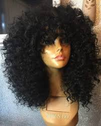 Beautiful Curly With Bangs Wigs For Black Women Lace Front Wigs Human Hair Wigs Click Picture To Buy Thi Black Hair Dye Curly Hair Photos Brazilian Curly Hair