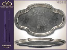 Shop serving trays & platters china & dinnerware by ferdinand fuchs & co at replacements, ltd. Second Life Marketplace Cyo Antique Silver Serving Platter Tray Full Perms Mesh Materials And Textures