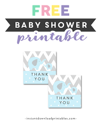 Baby shower is unique celebration for coming birth of a new baby and to celebrate the transformation of a woman into a mother. Free Printable Baby Shower Light Blue Gray Chevron Elephant Baby Boy Thank You Tags Instant Download Instant Download Printables
