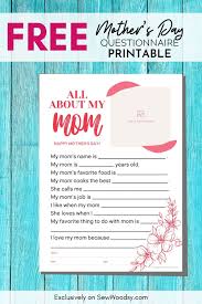 First acting role for eugene since she gave birth in april, 2015 to her first child (a daughter). Free Mother S Day Questionnaire Printable Sew Woodsy