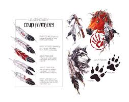 Paw Horse Wolf Axe Coup Feathers Tattoo Design Latest Tattoo 1750x1375 Jpg 1750 1375 Indian Feather Tattoos Feather Tattoos Feather Tattoo Design