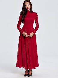 Women 39 S Lace Long Sleeve Floor Length Evening Dress Polyester Maxi Dress At Amazon Women S Clothing Sto Maxi Dresses Fall Lace Dress Vintage Red Dress Maxi