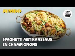 Spaghetti Met Kaassaus En Champignons Recept Gerecht Kastanjechampignons Bloem Courgette Spaghetti Courgette Spaghetti Eten Voedsel Ideeen