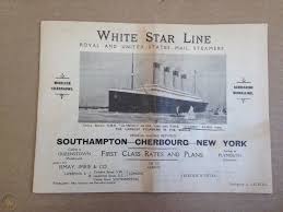 Many of these passenger lists include information for passengers and may consist of captain, route, dimensions and other information. Feb 1912 White Star Line Rms Olympic Titanic Southampton Cherbourg Ny Brochure 1919720655