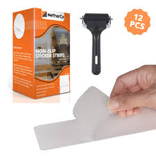 Its simple design and solid pattern complements well with your bathroom decor. Netherco Non Slip Bathtub Sticker Strips Roller Tool Included To Prevent Slipping And Falling In Bathroom On Stairs Or Any Slippery Surface Clear Pack Of 12 Buy Online In Aruba At