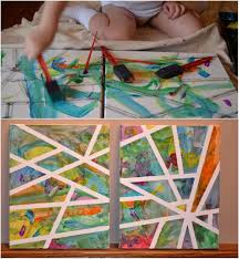 Abstract Art Done With Tape For Kids To Enjoy Toddler Art Art For Kids Kids Artwork