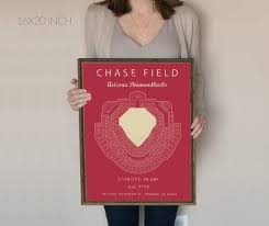 Chase Field Arizona Diamondbacks Chase Field Seating Chart Gift For Diamondbacks Fan Vintage Mlb Gift For Him Mlb Baseball Art
