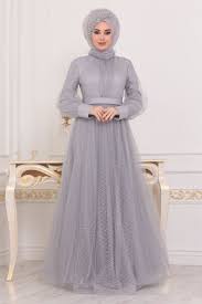 Tesetturlu Abiye Elbise Tullu Gri Tesettur Abiye Elbise 2232gr Tesetturisland Com 2020 Goruntuler Ile Elbise The Dress Moda Stilleri