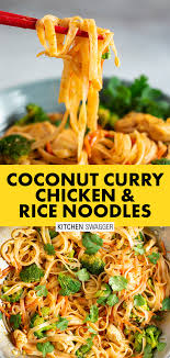 Spicy Coconut Curry Chicken And Rice Noodles Recipe Recipe Curry Chicken Recipes Curry Chicken And Rice Coconut Curry Chicken