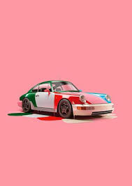964 Pink Chris Labrooy Vintage Porsche Car Artwork Classic Porsche