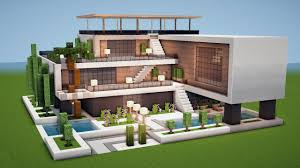 Auf dieser pinnwand findet ihr meine minecraft häuser. Grosses Modernes Minecraft Haus Mit Pool Bauen Tutorial Haus 200 Youtube