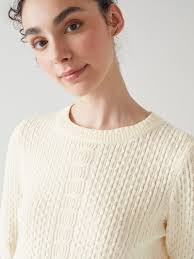 L.K. BENNETT Corey Cable Knit Jumper in Ivory