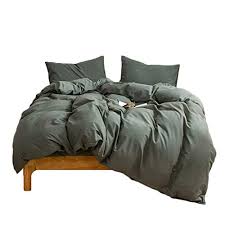 The soft polyester is machine washable for easy care. Mucalis Army Green Duvet Cover Queen 100 Natural Washed Cotton Duvet Cover Set Full 3pc Solid Modern Farmhouse Bedding Farmhouse Goals