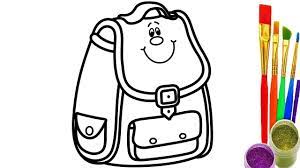 With pictures of classrooms, school supplies, kids on the playground, teachers, and more, these printable coloring pages are an easy way to let your kids have some coloring fun while getting them ready to go back to school. How To Draw School Bag For Kids Coloring Pages Videos For Children Art Drawing Youtube