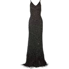 Haute Hippie Feather Trimmed Sequined Crepe Gown 840 Liked On Polyvore Featuring Dresses Gowns Long Sequin Dress Sequin Evening Gowns Haute Hippie Dress