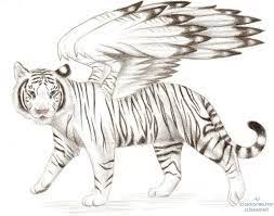 Winged White Tiger Big Cats Art Tiger Pictures Animal Drawings