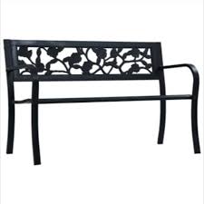 Banc De Jardin En Ma C Tal Et Pvc Noir Motif Rose Cielterre Commerce En 2020 Banc Jardin Table Et Chaises De Jardin Mobilier Jardin