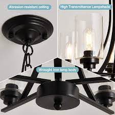 55+ farmhouse style lighting fixtures for dining room. Buy Szxykeji Black 5 Lights Glass Chandelier Rustic Metal Pendant Lighting Ceiling Light Fixtures Hanging For Farmhouse Kitchen Living Room Foyer Dining Room Online In Taiwan B08sq86r6f