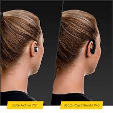0.9 x 0.76 x 0.6 inches weight the elite active 75t shares the same attractive aesthetics and silhouette as the elite 75t and is 22% smaller than elite active 65t. Jabra Elite Active 75t