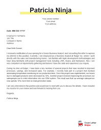 A Detailed Business Analyst Cover Letter Example With Writing Tips Cover Letter Ninjas