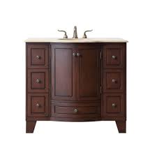 Stufurhome Grand Cheswick 40 In Vanity In Dark Cherry With Marble Vanity Top In Travertine With White Undermount Sink Gm 2206 40 Tr Single Sink Vanity Bathroom Vanity Marble Vanity Tops